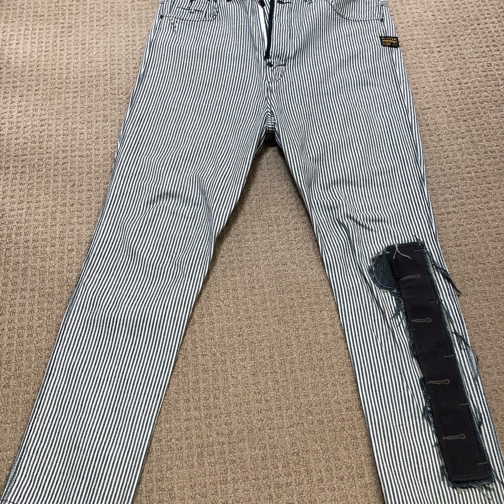 G-Star Black and White Straight Jeans with Distinctive Design - SOLD